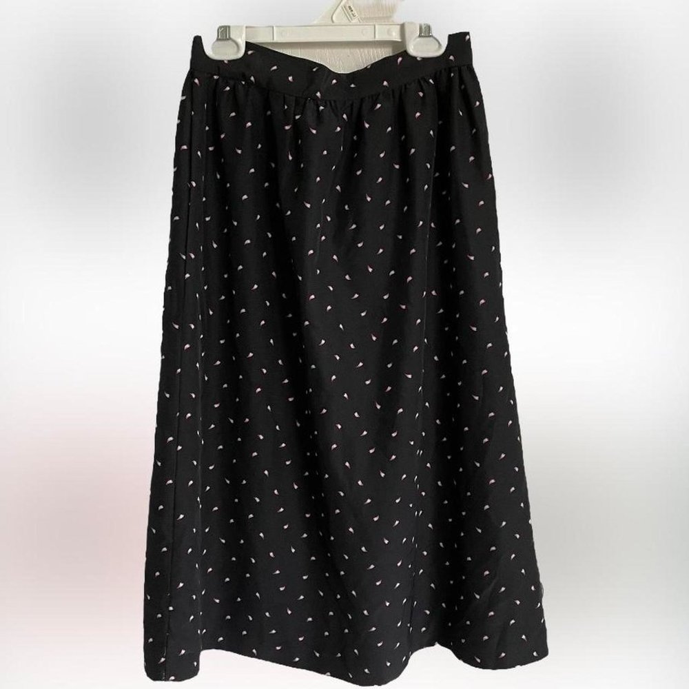 vintage black skirt with cute purple petal design